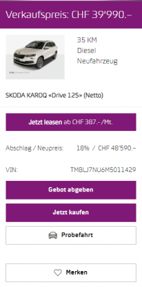 Online Autokauf auf amag.ch.