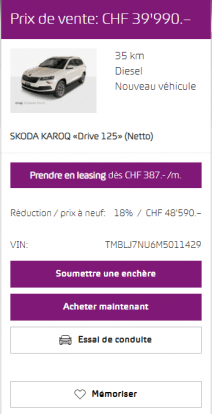 Achat en ligne d’un véhicule sur amag.ch